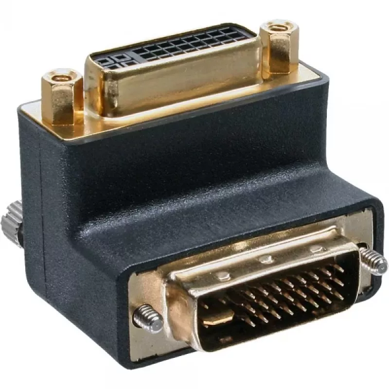 InLine DVI-I adapteris 90° leņķī digitālais + analogais 24+5 tēviņš / mātīte melns
