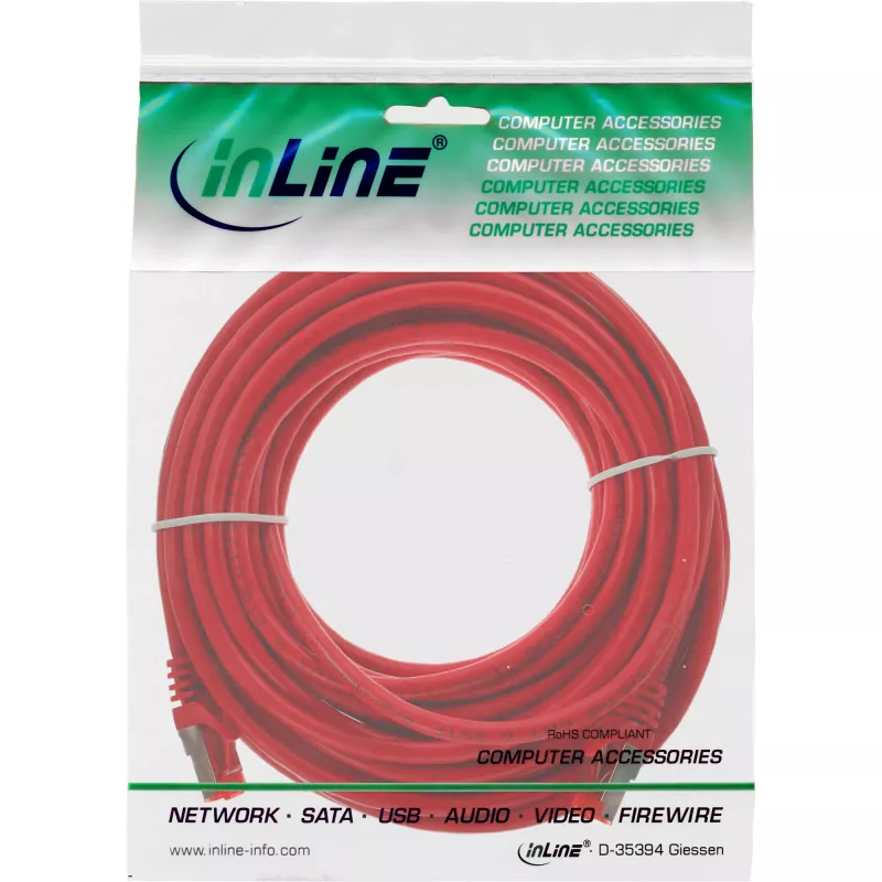 InLine Patch kabelis S/FTP PiMF Cat.6 250MHz PVC varš sarkans 7,5m