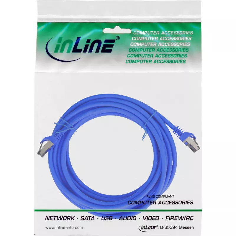 InLine Patch Kabelis S/FTP PiMF Cat.8.1 bezhalogēns 2000MHz zils, 7.5m