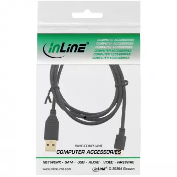 InLine Micro USB 2.0 kabelis USB A tēviņš / Micro-B tēviņš, melns, 3m