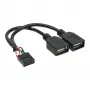 InLine USB 2.0 iekšējais adaptera kabelis 2x USB Type-A sievišķais / mātesplates savienotājs 33440M