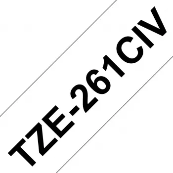 Brother TZE-261CIV laminēta lentes kasetne, melns uz baltas, 3,6 cm x 8 m, 20 gab.