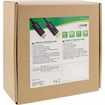 InLine HDMI AOC kabelis, High Speed HDMI ar Ethernet, 4K/60Hz, vīriešu/vīriešu 40m