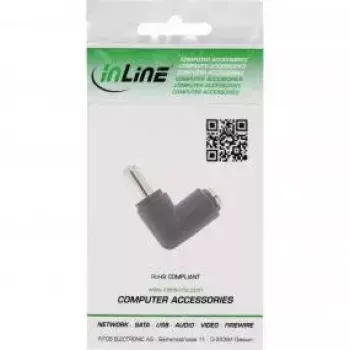 InLine DC Adapter 5.5x2.1mm taisnleņķa vīrišķais/sieviešais savienotājs melns