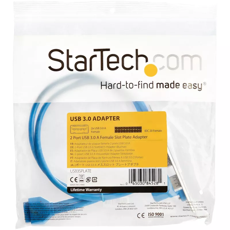 StarTech.com USB 3.0 A sieviešu slotu plate 2 porti, IDC, 0.5 m, zils/nerūsējošais tērauds