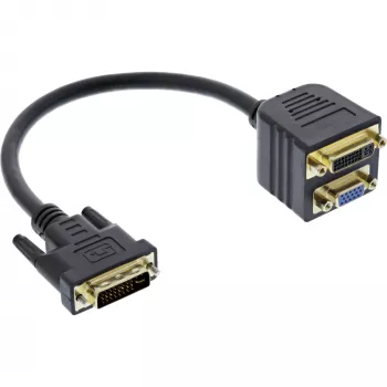 DVI-I adaptera kabelis InLine 17301 DVI-I tēviņš / DVI-I mātīte + S-VGA mātīte