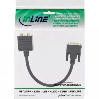 DVI-I adaptera kabelis InLine 17301 DVI-I tēviņš / DVI-I mātīte + S-VGA mātīte