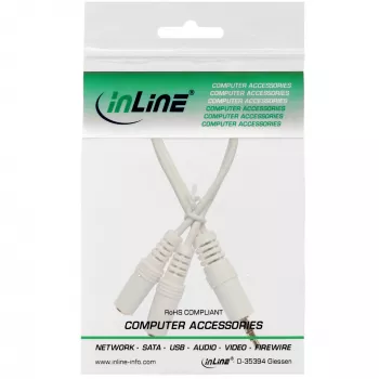 InLine Stereo Y kabelis 3.5mm stereo vīrietis uz diviem 3.5mm stereo sieviete balts/zelta, 0.1m