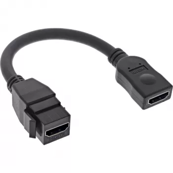 InLine HDMI Keystone adaptera kabelis 4K/60Hz, HDMI A sievišķais/sievišķais, melns, 0.2m