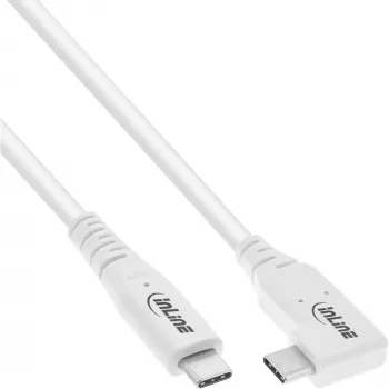 InLine USB4 kabelis, USB-C, vienā pusē leņķveida, PD 240W, 8K60Hz, TPE, balts, 2m
