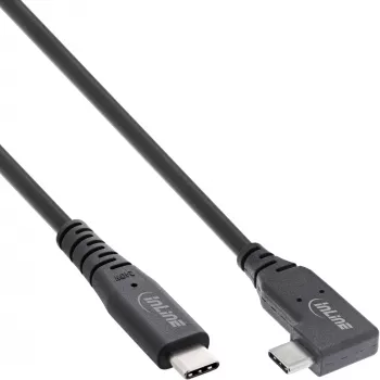 InLine USB4 kabelis, USB-C, viens leņķveida, PD 240W, 8K60Hz, TPE, melns, 2m