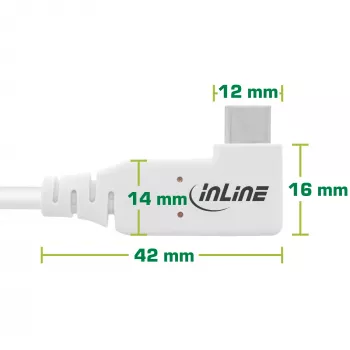 InLine USB4 kabelis, USB-C, vienpusējs leņķa savienotājs, PD 240W, 8K60Hz, TPE, balts, 0.5m