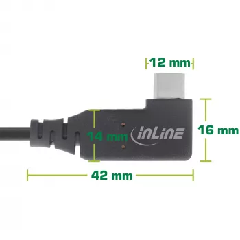 InLine USB4 kabelis, USB-C, vienpusējs leņķa, PD 240W, 8K60Hz, TPE, melns, 0.5m