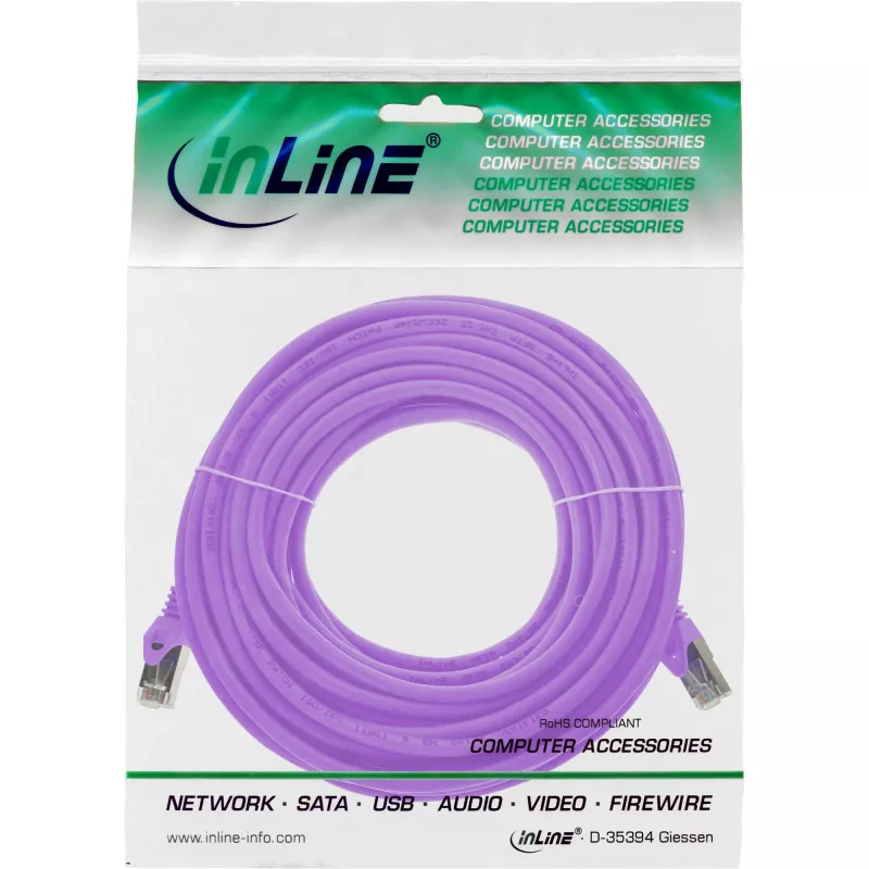 InLine Patch Kabelis SF/UTP Cat.5e violets 10m