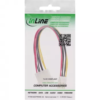 InLine iekšējais Y-veida strāvas kabelis 1x 5.25 collu Molex / 2x 3.5 collu Floppy 0.20 m