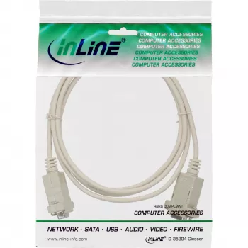 Nullmodema kabelis InLine 9-pin sievišķais/sievišķais, skrūvējams, 2m, bēšs