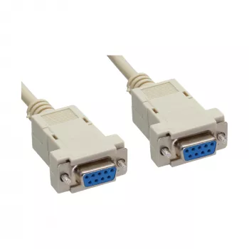 InLine nulles modema kabelis, DB9 ligzda/ligzda, ar fiksatoriem, bēšā krāsā, 3 m