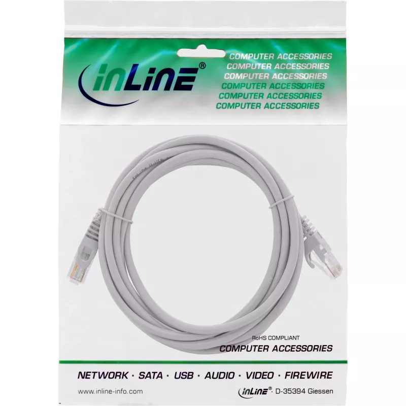 InLine Patch Kabelis U/UTP Cat.5e pelēks 1m