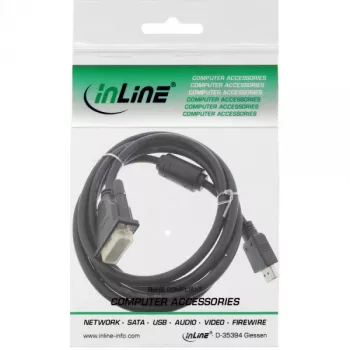 InLine HDMI-DVI kabelis 19 kontaktu vīriešu / 18+1 vīriešu ar ferīta filtru melns 1,8m