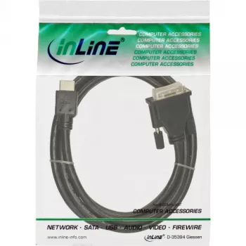 InLine HDMI-DVI kabelis 19-pin vīrietis / 18+1 vīrietis + ferīta serde melns 5m