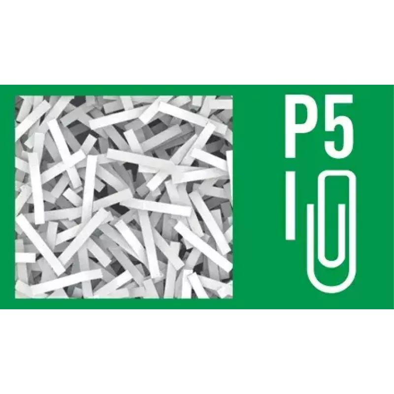 Papīra smalcinātājs LEITZ IQ Protect Premium 6M P5 — mikrošķiedru griezums, 18 L, skārienvadība, 351×204×355 mm
