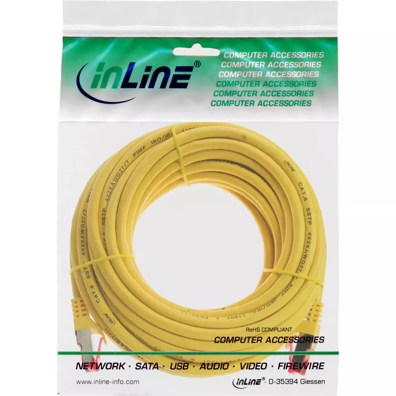 InLine Patch Kabelis S/FTP PiMF Cat.6 250MHz PVC CCA dzeltens 7,5m