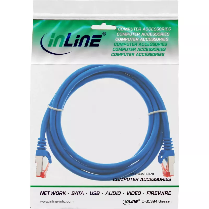 InLine Patch Kabelis S/FTP PiMF Cat.6 250MHz PVC CCA zils 0,5m