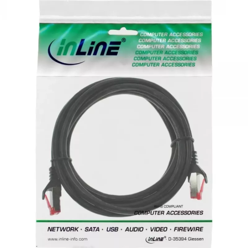 InLine Patch Kabelis S/FTP PiMF Cat.6 250MHz PVC CCA melns 1,5m