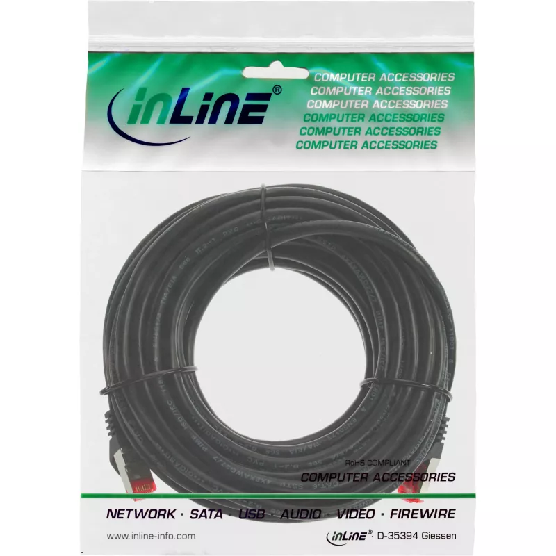 InLine Patch Kabelis S/FTP PiMF Cat.6 250MHz PVC CCA melns 10m