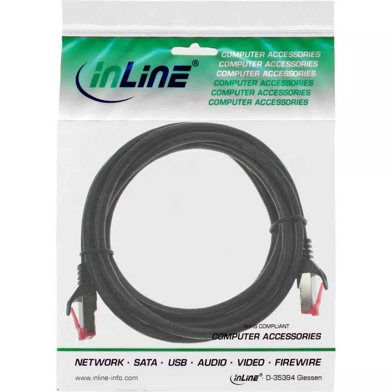 InLine Patch Kabelis S/FTP PiMF Cat.6 250MHz PVC CCA melns 3m