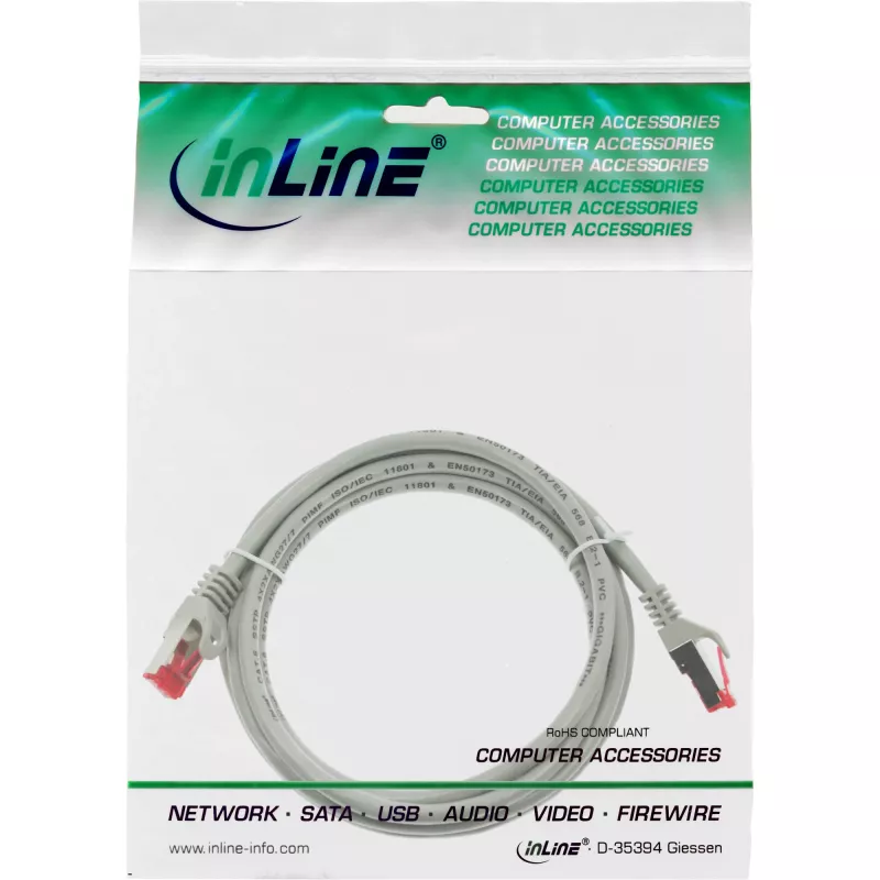 InLine Patch Kabelis S/FTP PiMF Cat.6 250MHz PVC CCA pelēks 3m
