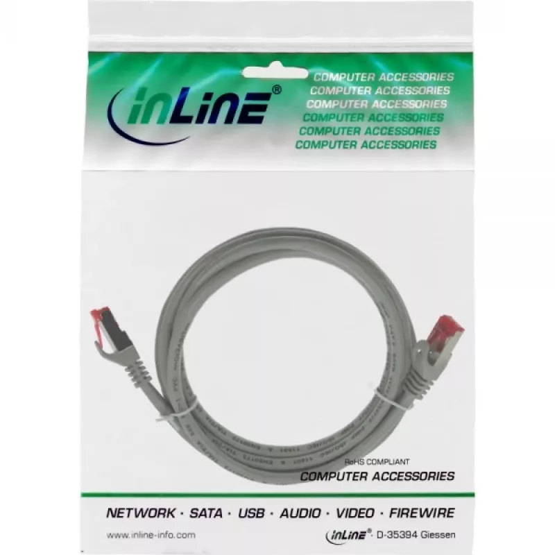 InLine Patch Kabelis S/FTP PiMF Cat.6 250MHz PVC CCA pelēks 0.3m