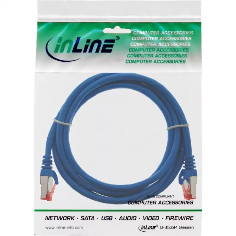 InLine Patch Kabelis S/FTP PiMF Cat.6 250MHz PVC CCA zils 2m