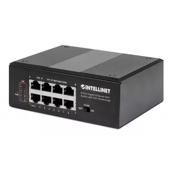Industriālais slēdzis Intellinet 8 portu Gigabit Ethernet PoE+