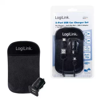 Auto lādētājs LogiLink PA0204 Universāls Melns Cigaretes šķiltavas Iekštelpās 12/24V 2.1A