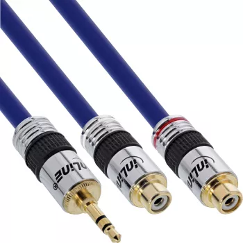 InLine Audio Premium kabelis 2x RCA sievišķais / 3.5 mm vīrišķais, apzeltīts, 0.25 m