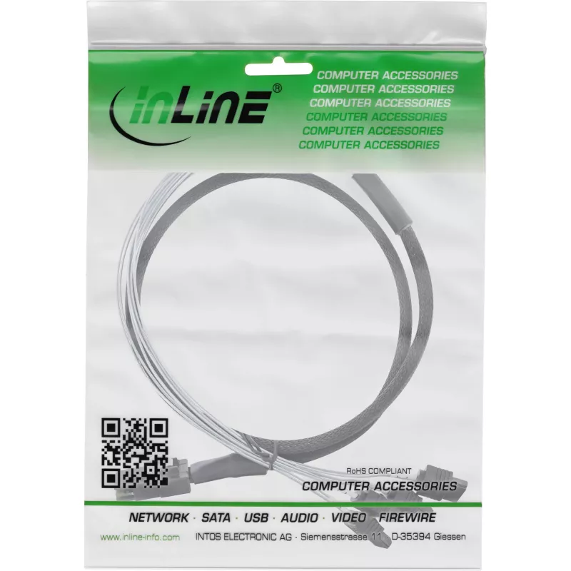 InLine SAS kabelis Mini SAS SFF8087 uz 4x SATA tiešais OCR 0.5m