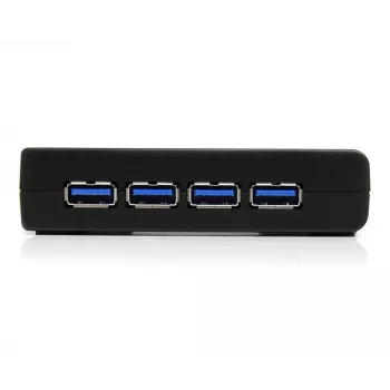 StarTech.com 4 portu SuperSpeed USB 3.0 centrmezgls, USB 3.2 Gen 1 (3.1 Gen 1) Type-A, 5000 Mbit/s, melns, ar strāvas adapteri, 5 V, 2 A