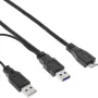 InLine USB 3.2 Gen.1 Y-Kabelis 2x Type A vīrišķais / Micro B vīrišķais, melns, 1.5m