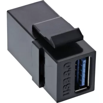InLine USB 3.1 Snap-In modulis, USB-A F/F, melns korpuss
