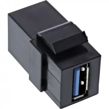 InLine USB 3.1 Snap-In modulis, USB-A F/F, 90° leņķī, melns korpuss