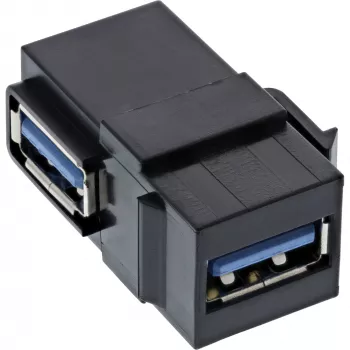 InLine USB 3.1 Snap-In modulis, USB-A F/F, 90° leņķī, melns korpuss