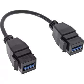 InLine USB 3.2 Gen1 2x keystone adaptera kabelis, 2x USB A keystone ligzda, 0.2m