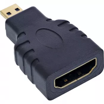 InLine HDMI adapter HDMI A sievišķais / HDMI D vīrišķais, 4K/60Hz, zeltīti kontakti