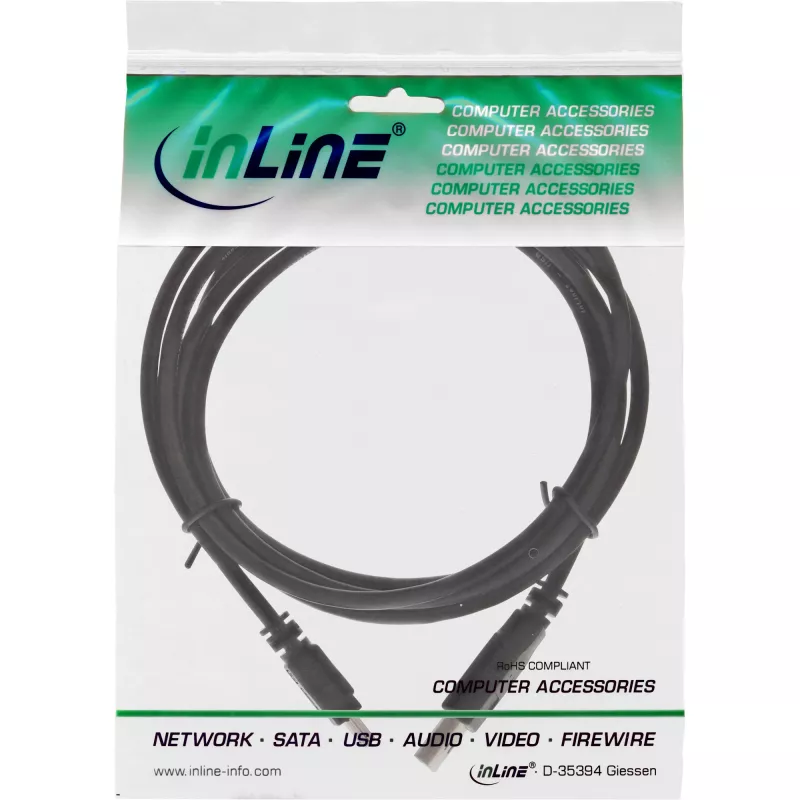 InLine USB 2.0 Mini kabelis USB A tēviņš / Mini B tēviņš, 5 kontaktu, melns, 0,3 m