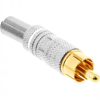 InLine RCA metāla vīrišķais lodējamais spraudnis, sudraba krāsa, balts gredzens, 6 mm kabelim