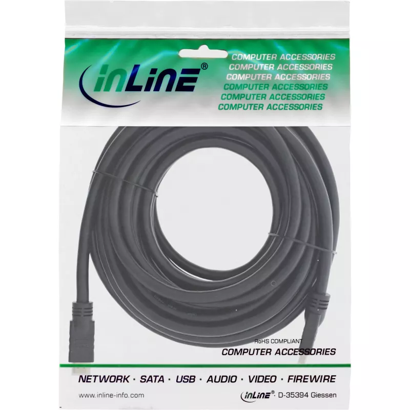 InLine HiD High Speed HDMI kabelis ar Ethernet, 4K2K, vīriešu/vīriešu, zeltīti kontakti, 20m