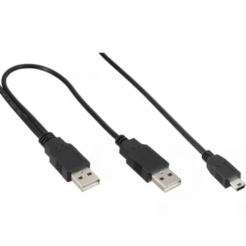 InLine USB Mini-Y kabelis 2x Type A vīriešu / Mini-B vīriešu, 5pin, 1m