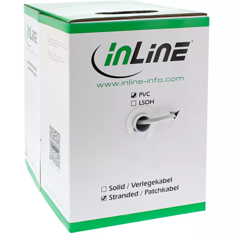 InLine Patch Cable SF/UTP Cat.5e AWG26 CCA PVC balts 100m
