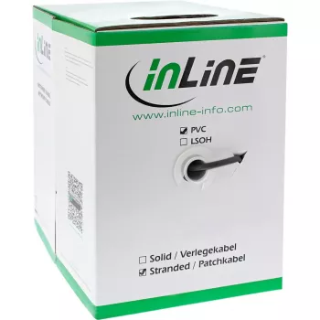 InLine Patch Kabelis SF/UTP Cat.5e AWG26 CCA PVC melns 100m